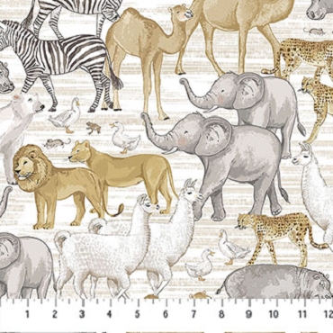 Two by Two by Northcott - Large Animals cream multi