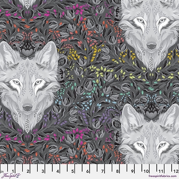 Free Spirit Graywork by Tula Pink - Wolf of Pink Street - Carbon