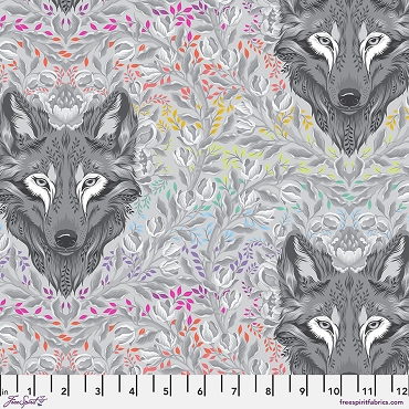 Free Spirit Tula Pink Graywork - Wolf of Pink Street - Fog