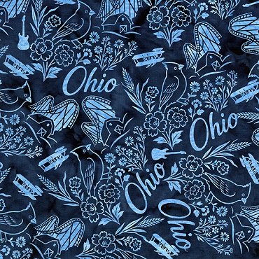 2026 AOSH Fabric - Ohio Symbols - Navy  