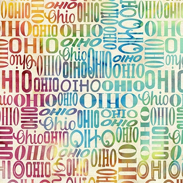 2026 AOSH Fabric - Ohio Words - Multi Rainbow