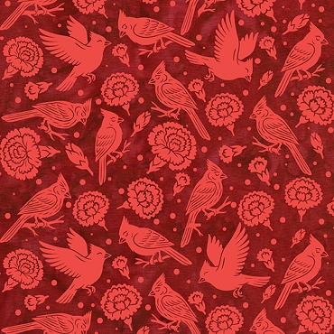 2026 AOSH Fabric - Cardinals and Carnations - Red Cherry
