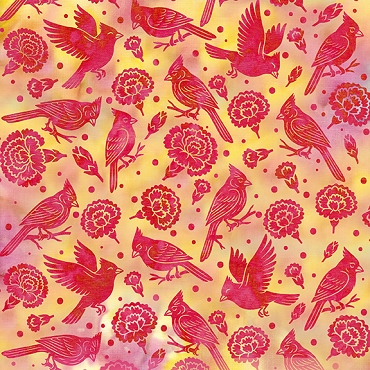 2026 AOSH Fabric - Cardinals and Carnations - Multi Yellow Red