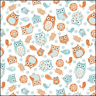 Benartex - Playhouse Pals - Owl Happy - Coral