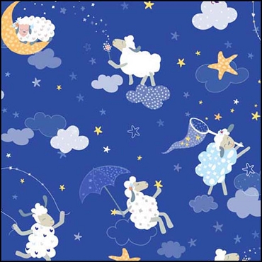 Sweet Sheeps by Quilting Treasures - Sheeps In Sky - Royal