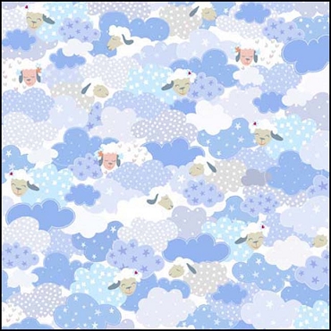 Sweet Sheeps by Quilting Treasures - Sheep On Clouds - Lt Blue
