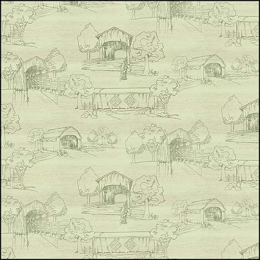 Riley Blake Designs - Covered Bridges in Spring (Digital) - Toile - Green