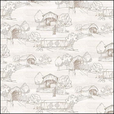 Riley Blake Designs - Covered Bridges in Spring (Digital) - Toile - White