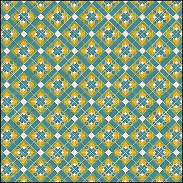 Riley Blake Designs - Covered Bridges in Spring (Digital) - Flower Block On-Point - Aqua