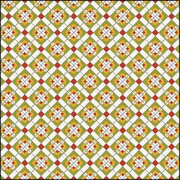 Riley Blake Designs - Covered Bridges in Spring (Digital) - Flower Block On-Point - Green