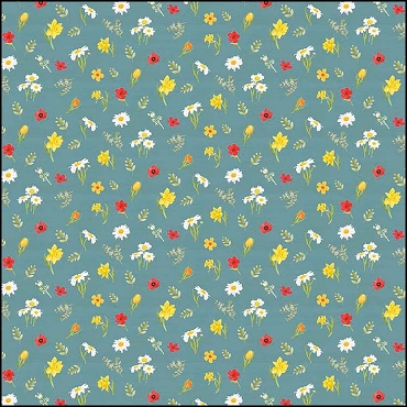 Riley Blake Designs - Covered Bridges in Spring (Digital) - Flowers - Aqua